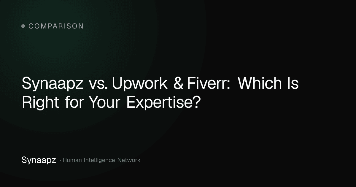 Synaapz vs. Upwork and Fiverr comparison